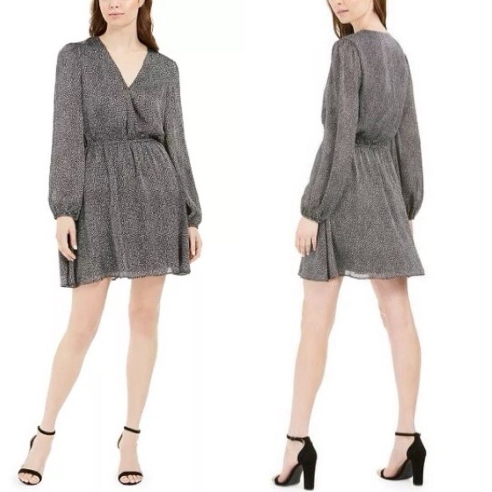 LEYDEN Faux Wrap Printed Mini Dress